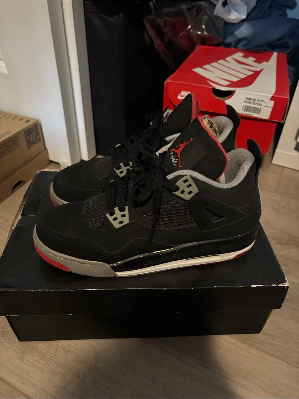 Jordan Kids Black with Red Accent Retro Sneakers